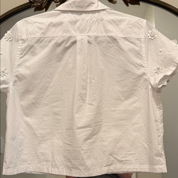 J. Crew Collection White Embroidered Short-Sleeve Button-Down Shirt 6 - Picture 7 of 9